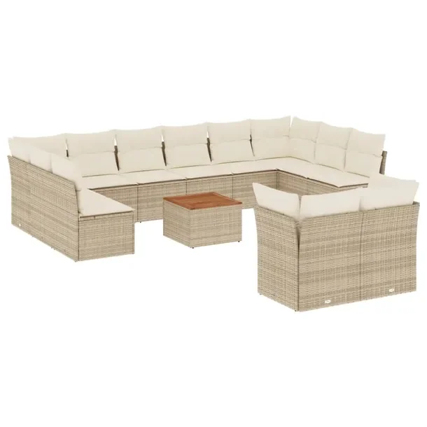 Zestaw mebli ogrodowych modułowych beżowy rattan PE, wymiary 62 x 62 x 69