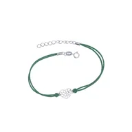 Biżuteria dla dzieci - Srebrna bransoletka 925 zielona sznurkowa Ażurowe Serce II - miniaturka - grafika 1