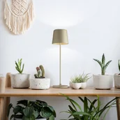 Lampy stojące - Brilliant Akumulatorowa lampa stołowa LED Kaami, ściemniana, złoty mat - miniaturka - grafika 1