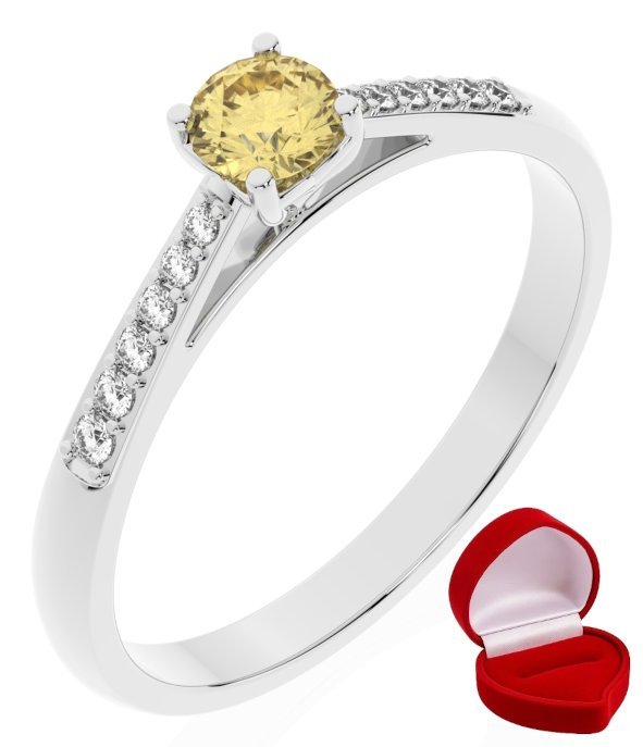 ZŁOTY PIERŚCIONEK ZARĘCZYNOWY 585 14k SZAFIR 0,19 ct BIAŁE ZŁOTO R30