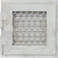 Akcesoria kominkowe - Kratki.pl Kratka retro otwierana pojedyńcza biały antyk 17x17 RETRO1/17/B/A - miniaturka - grafika 1