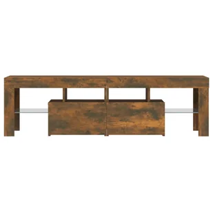 Lumarko Szafka TV z oświetleniem LED, opalany dąb, 140x36,5x40 cm - Szafki RTV - miniaturka - grafika 9