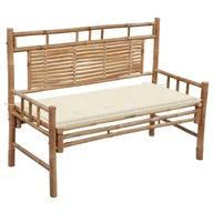 Ławki ogrodowe - vidaXL Ławka ogrodowa z poduszką, 120 cm, bambusowa 3063878 - miniaturka - grafika 1