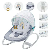 Leżaczki i huśtawki - Leżaczek Bujaczek Dla Niemowląt Kołyska Łóżeczko Daszek Baldachim Zabawki - miniaturka - grafika 1