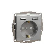 Gniazdka elektryczne - Schneider schuko USB A+A SEDNA Design & Elements srebrne aluminium - miniaturka - grafika 1