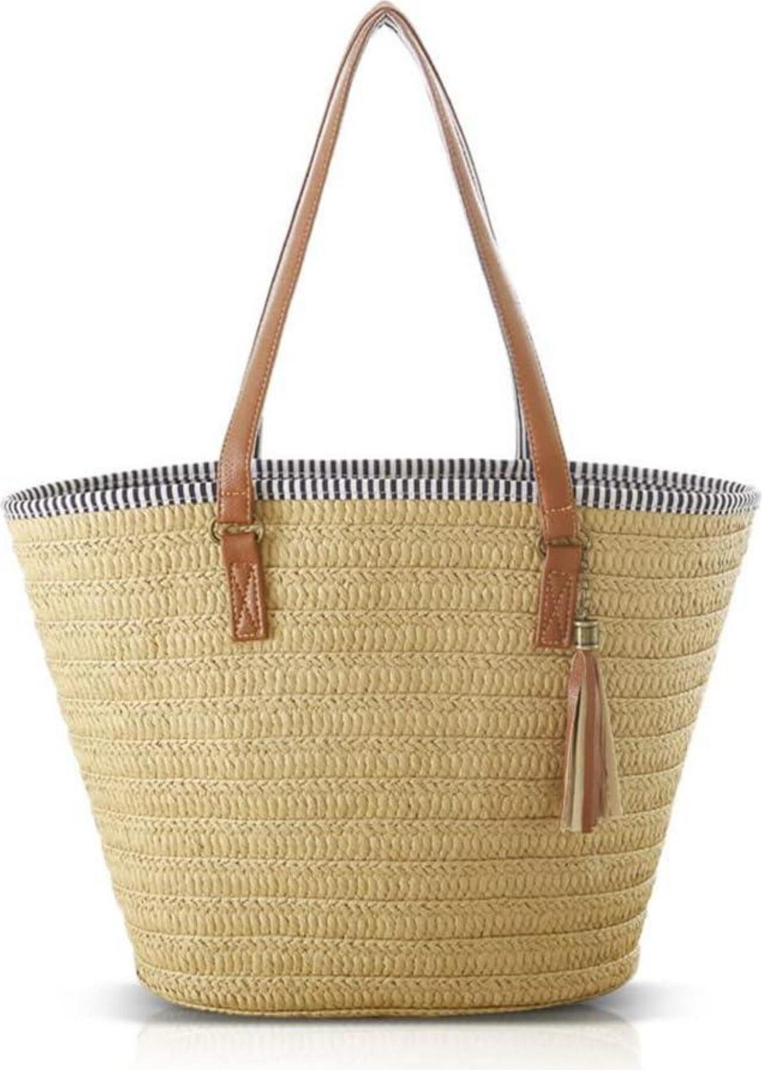 Słomiana torebka damska letnia torba na ramię torba plażowa boho shopper