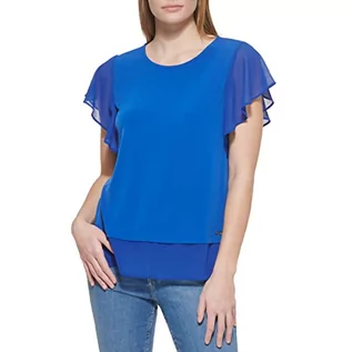 Bluzki damskie - Calvin Klein Damska bluzka M2th7830-kea-l Bluza, mały niebieski, duży - grafika 1