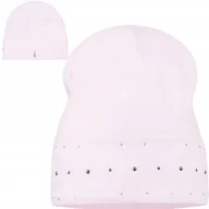 Czapki damskie - CZAPKA CZAPECZKA 42/44 BAWEŁNIANIA DZIEWCZĘCA OZDOBNA DŻETY RÓŻOWA RÓŻ - miniaturka - grafika 1