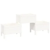 Donice - Rustykalna potrójna biała donica ogrodowa M4-W90 - miniaturka - grafika 1