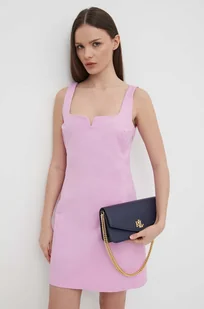 Sisley sukienka kolor fioletowy mini rozkloszowana - Sukienki - miniaturka - grafika 1