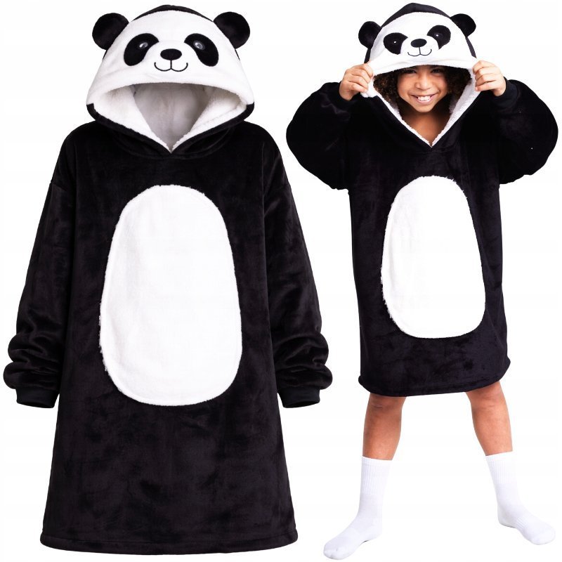Kocobluza Koc Bluza z Kapturem Gruba Panda Dla Dzieci Noxxiez 160 cm