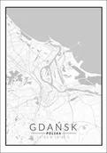 Plakaty - Plakat, Gdańsk mapa czarno biała, 21x29,7 cm - miniaturka - grafika 1