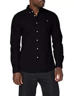 Koszule męskie - Farah Męska koszula Brewer Cotton Oxford Slim Fit, Czarny, XL - miniaturka - grafika 1