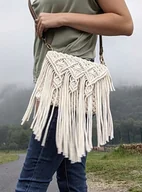 Torebki damskie - Pleciona Torebka Driada, makrama w stylu boho z frędzlami - miniaturka - grafika 1