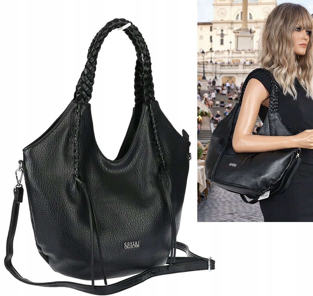 Torebka Damska Worek Shopper Torba na Ramię duża pajemna CC6701 czarna