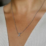 Łańcuszki - Naszyjnik męski srebrny łańcuszek litera Z ze stali szlachetnej - miniaturka - grafika 1