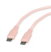 Kable USB - ROLINE Kabel USB 2.0, C-C, M/M, 60W, silikonowy, różowy, 1 m - miniaturka - grafika 1