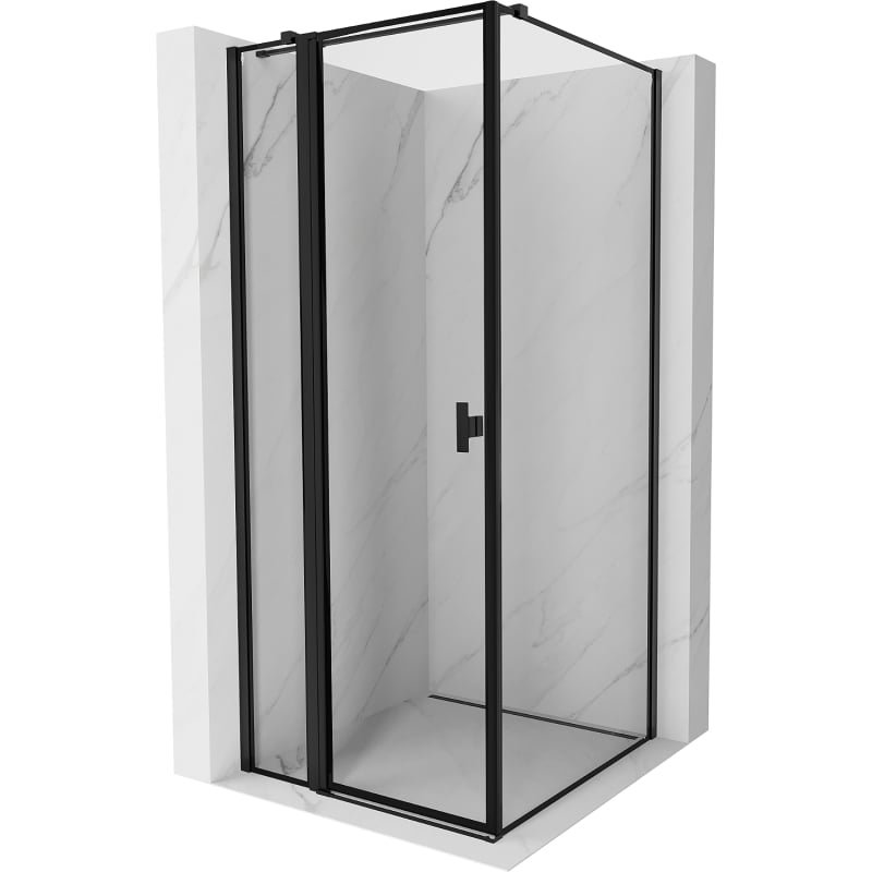 Mexen Mist T kabina prysznicowa uchylna lewa 95 x 95 cm, czarna ramka, czarna - 8A4T-095-095-70-70-L