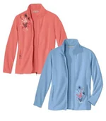 Moda i Uroda OUTLET - Zestaw 2 rozpinanych bluz z mikropolaru Kobieta Atlas For Men - Kolor : Pomarańczowy - Rozmiar : 40/42 - miniaturka - grafika 1