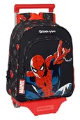 Plecaki - Safta SPIDERMAN Hero plecak model 524 z wózkiem Model 705, z kieszenią 3D, idealny dla dzieci w różnym wieku, wygodny i wszechstronny, jakość i wytrzymałość, 27x10x33 cm, kolor czarny, czarny, Estándar, Casual - miniaturka - grafika 1