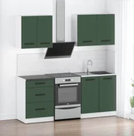 Meble kuchenne - Meble Kuchenne Nowoczesne Modułowe Z Blatem Białe Butelkowa Zieleń 2.0m - miniaturka - grafika 1