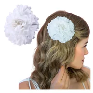 Ozdoby do włosów - Spinka do Włosów Biała Duża Kwiat Piwonia Wsuwka Lekka i Efektowna - miniaturka - grafika 1