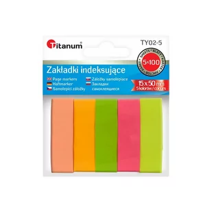 Zakładki indeksujące fluo 15x50mm 5x100 kartek - Przybory szkolne - miniaturka - grafika 1