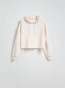 Reserved - Krótka bluza z kapturem - złamana biel - Bluzy damskie - miniaturka - grafika 1