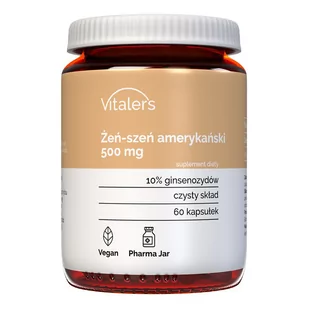 Vitaler's, Żeń-szeń amerykański (Panax quinquefolius) 500 mg, 60 kaps. - Witaminy i minerały - miniaturka - grafika 1