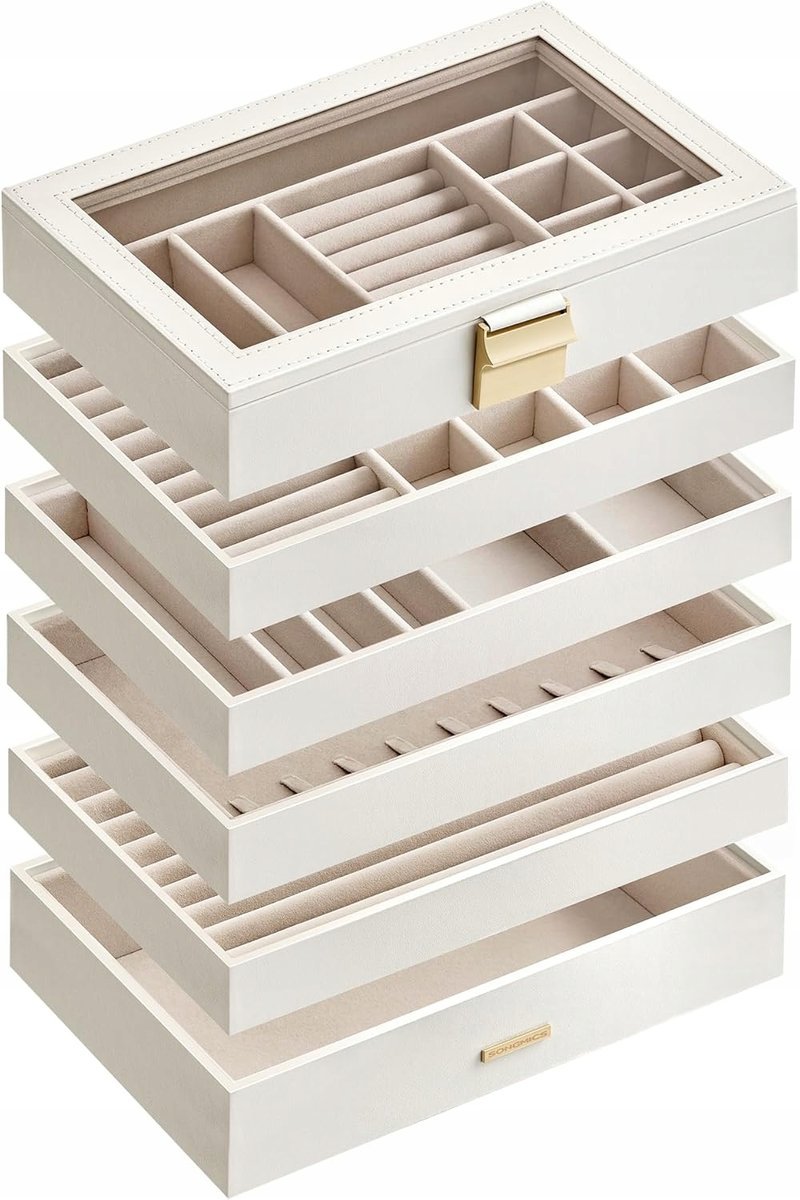 TACA NA BIŻUTERIĘ 2 POZIOMY - AKSAMITNY ORGANIZER SZKATUŁKA IDEALNY PREZENT