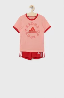 Dresy i komplety dla dziewczynek - adidas Performance komplet bawełniany dziecięcy H65789 kolor różowy - grafika 1