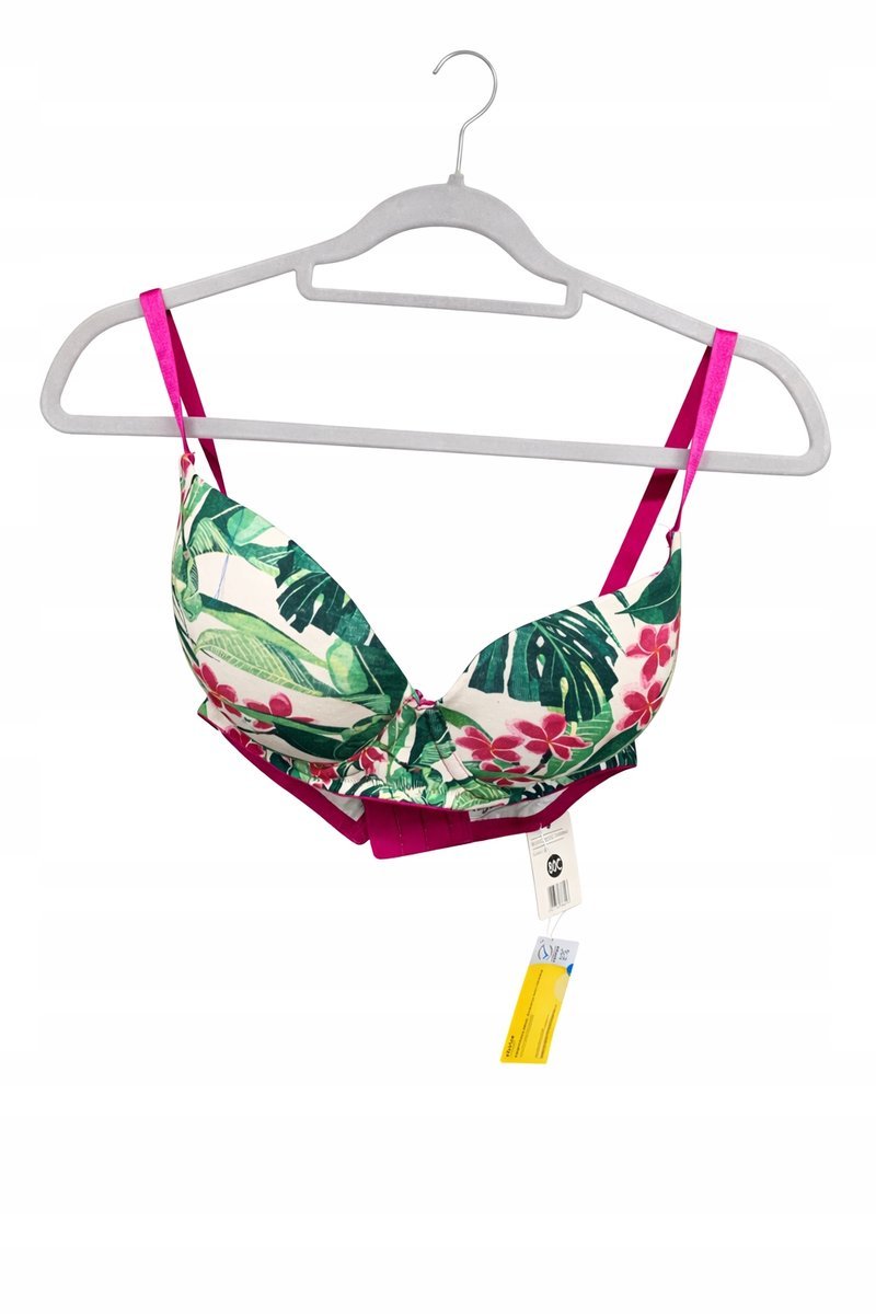 Biustonosz damski T&R 80C push-up kwiatowy różowy regulowany