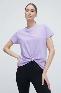 Koszulki sportowe damskie - Dkny t-shirt bawełniany damski kolor fioletowy - DKNY - grafika 1