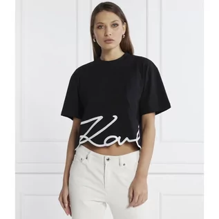 Koszulki i topy damskie - Karl Lagerfeld T-shirt karl logo hem | Cropped Fit - grafika 1