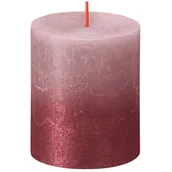 Świece - Bolsius Rustic Sunset świeca bryłowa pieńkowa rustykalna metalizowana ombre bezzapachowa 8 cm 80/68 mm -Pudrowy Róż Czerwień Ash Rose Red - miniaturka - grafika 1