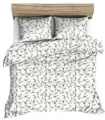 Pościel - Pościel flanelowa 140x200 biała kwiatuszki żółte czerwone 1126 Flanela Max - miniaturka - grafika 1