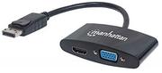 Kable komputerowe i do monitorów - Manhattan Konwerter adapter DisplayPort DP na HDMI/VGA M/F pasywny czarny (152587) - miniaturka - grafika 1