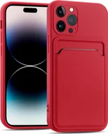 Etui i futerały do telefonów - Etui na telefon komórkowy iPhone 15 Pro Silikonowe etui ochronne z kieszenią na kartę Slim Cover, czerwone - miniaturka - grafika 1