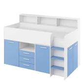 Łóżka dla dzieci i młodzieży - Łóżko Piętrowe Neo Prawe Biały Mat / Błękit MebloCross - miniaturka - grafika 1