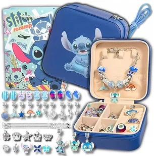 ZESTAW KORALIKÓW DO ROBIENIA BRANSOLETEK BIŻUTERII CHARMS KORALI LILO STICH - Prace ręczne dla dzieci - miniaturka - grafika 1