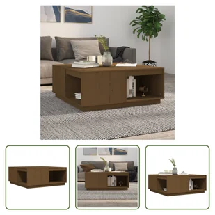 The Living Store Stolik kawowy miodowy brąz 100x101x40,5 cm lite drewno sosnowe - Ławy i stoliki kawowe - miniaturka - grafika 1