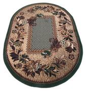 Dywany - Zielono-brązowy owalny dywan w kwiaty - Malkon - Profeos - miniaturka - grafika 1