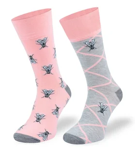 Kolorowe asymetryczne skarpetki, Muchy, 43/46 - Skarpetki męskie - miniaturka - grafika 1