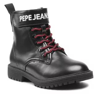Buty dla dziewczynek - Kozaki Pepe Jeans - Hatton Strap Combi PGS50167 Black 999 - grafika 1