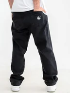 Spodnie męskie - Spodnie Jeansowe Baggy Męskie Sprane Czarne Jigga Wear Crown L - miniaturka - grafika 1