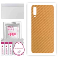 Szkła hartowane na telefon - Folia naklejka skórka strukturalna na TYŁ do Samsung Galaxy A70 -  Carbon Złoty - apgo SKINS - miniaturka - grafika 1