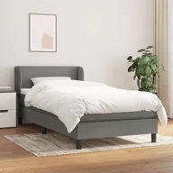 Łóżka - vidaXL Łóżko kontynentalne z materacem, ciemnoszara tkanina 90x200 cm - miniaturka - grafika 1