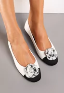 Baleriny - Białe Balerinki Ozdobione Kwiatkiem 3D i Perłą Ethere - miniaturka - grafika 1
