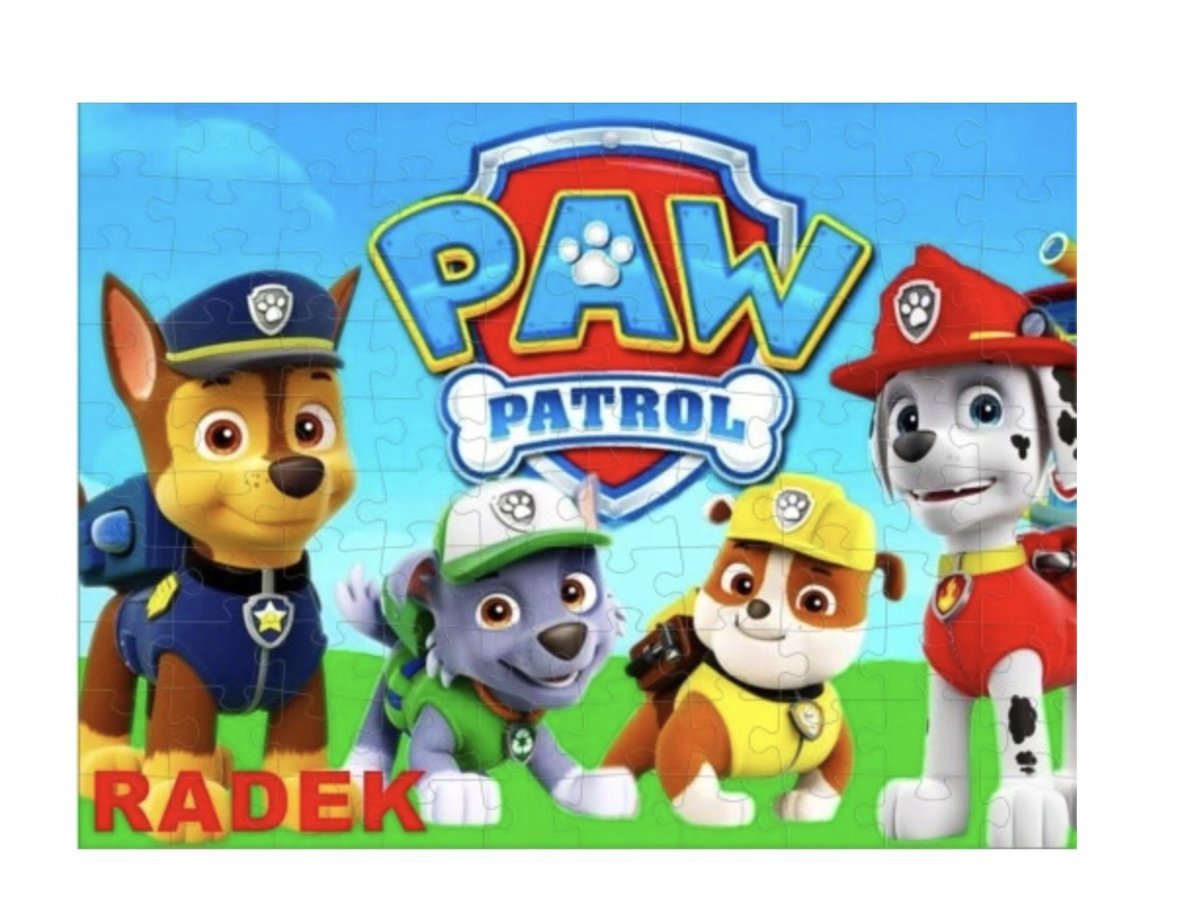 Puzzle ŚWIĄTECZNE PSI PATROL PIESKI A3 252 el z Nadrukiem +IMIĘ Pudełko 10
