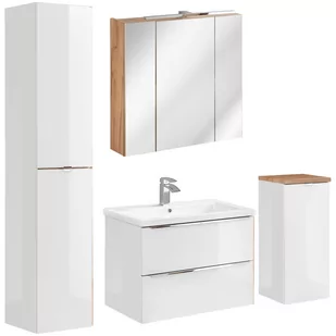 Zestaw Mebli do Łazienki Set 80 cm Capri White Comad Biały, Dąb Craft Złoty - Meble łazienkowe - miniaturka - grafika 1